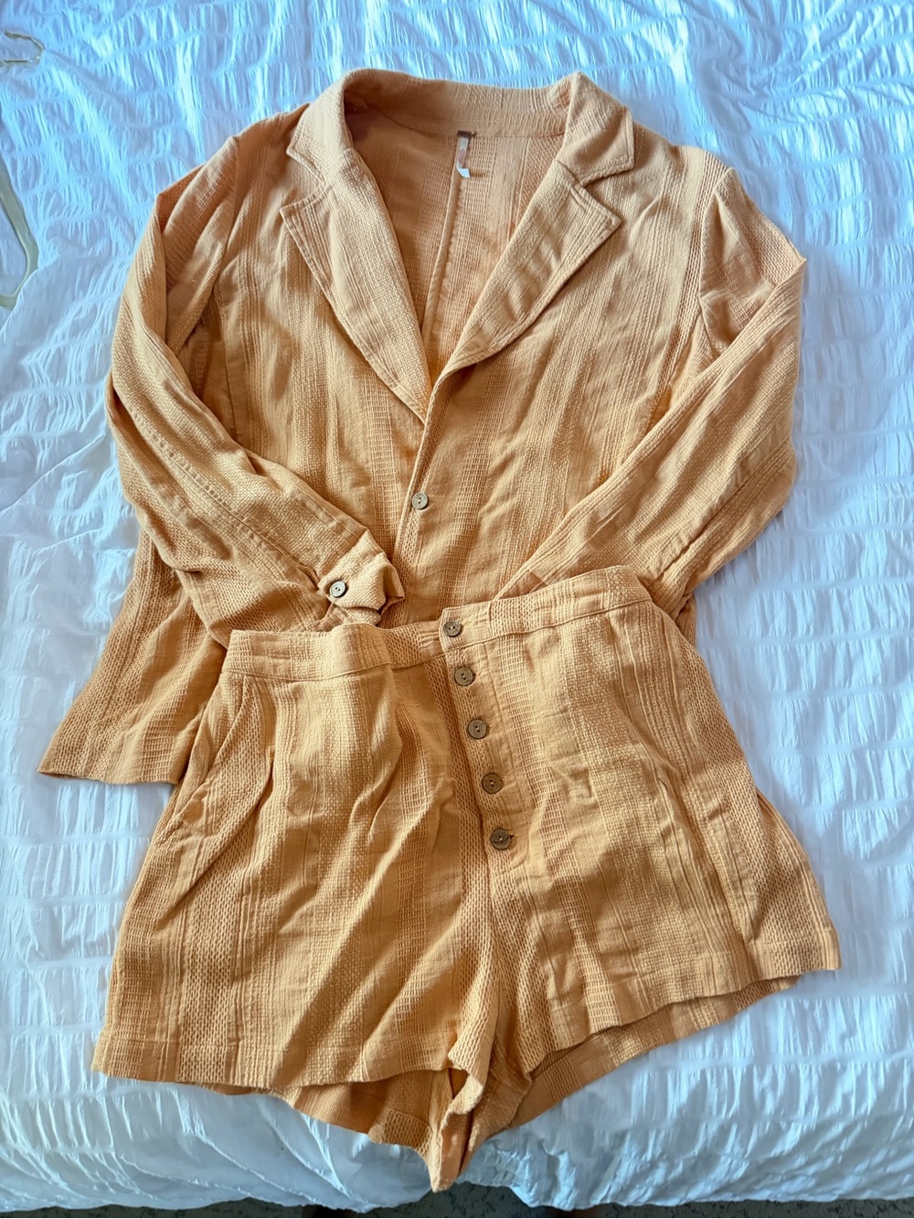 AND Women's Light Tan Blazer and High-Waist Shorts Set